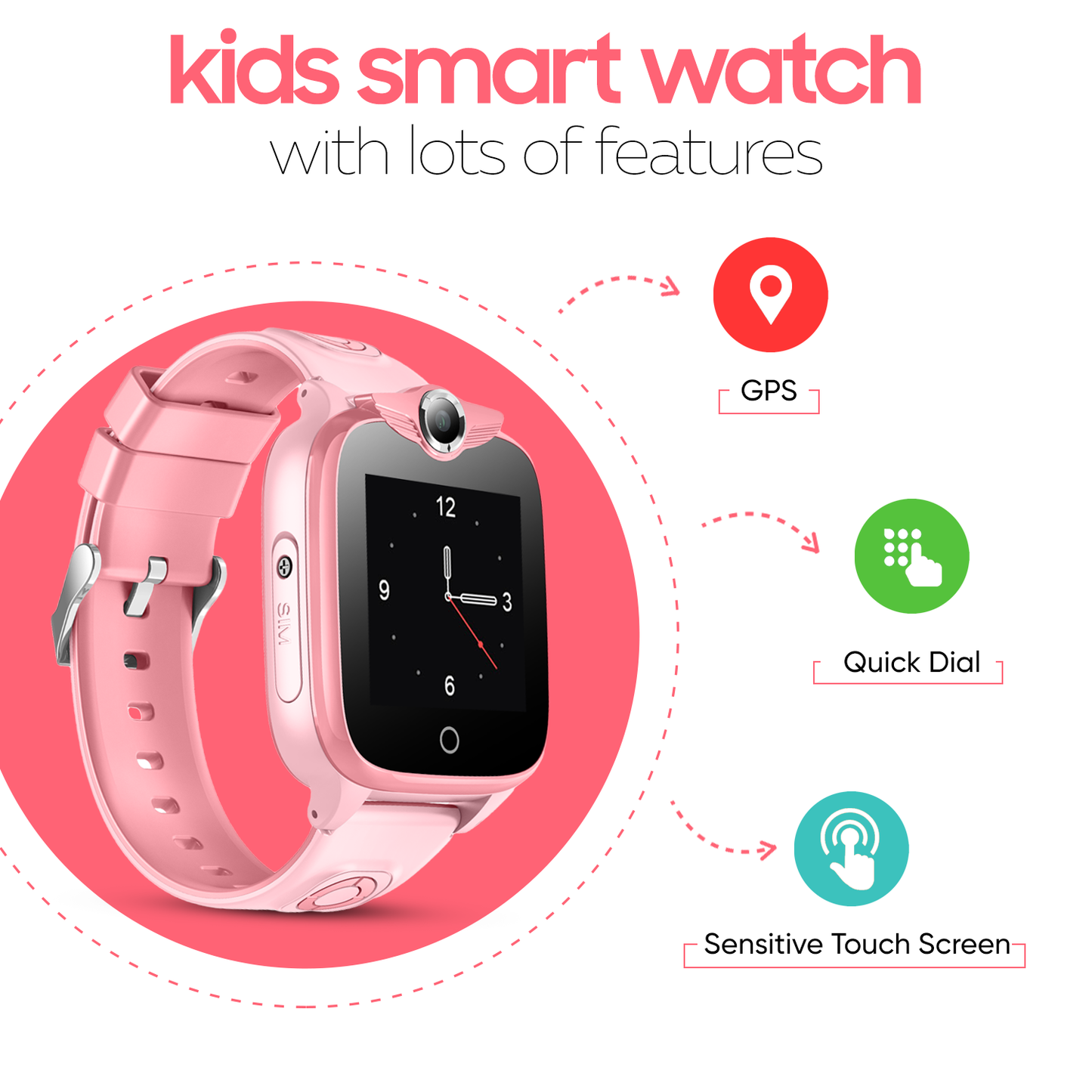 Turet Raspberry Smart Watch for Kids